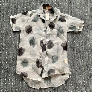 Norblack Norwhite Hand Painted Organza Boyfriend Shirt NWT